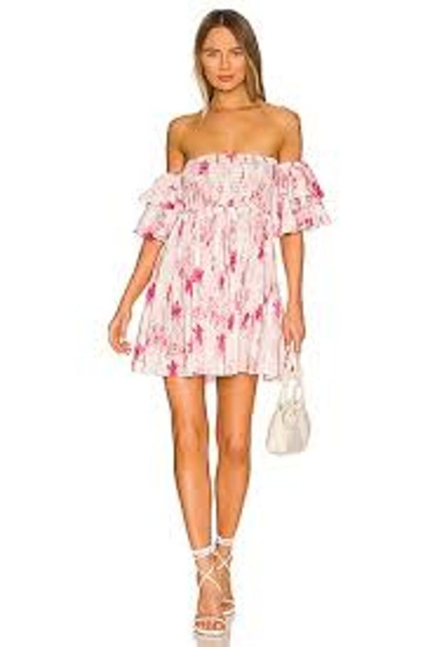 MISA Los Angeles Dina Abstract Floral Smocked Mini Dress 🌸 Sz M, NWT
